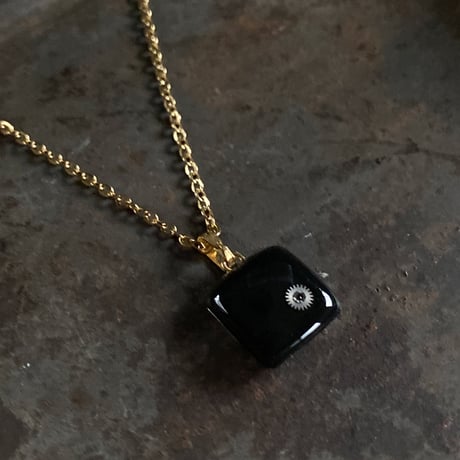antique square dial necklace K18GP【K0742】
