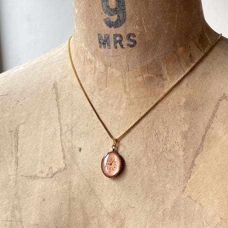 antique teardrop dial silhouette necklace "copper tone"【K0986】