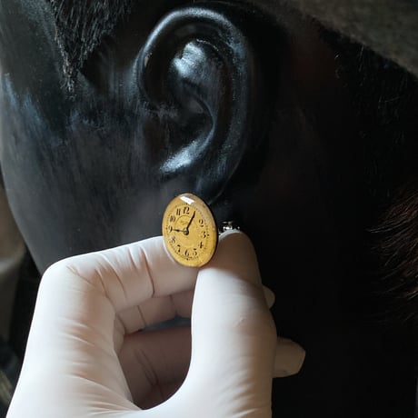 antique dial asymmetry color earrings【K0975】