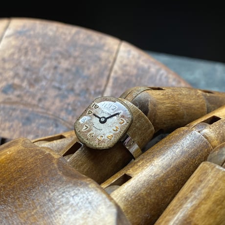 antique square oval dial ring " eastern europe" #15【K0798】