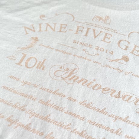 9時5分の歯車オリジナルTシャツ "10th ANNVERSARY" ナチュラル×ベージュ