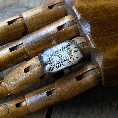 antique dial ring #15 "1920's~ art déco hand engraving" 【K0871】