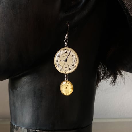 【企画展作品】antique double dial hook pierced earrings【something special/S0018】