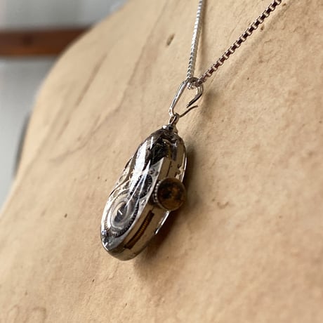 antique movement necklace "USA ELGIN" SV925【K0811】