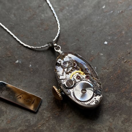 antique movement necklace "HAMILTON" 【K0812】