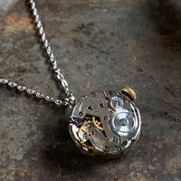 antique dial&movement reversible necklace【K0584】