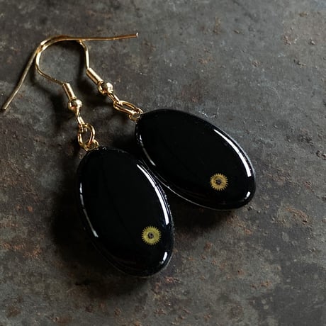 antique dial hook pierced earrings K18GP "1920's art nouveau" ボックス付【K0756▲】