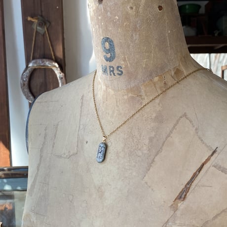 antique rectangle necklace K18GP "ELGIN" 【K0827】