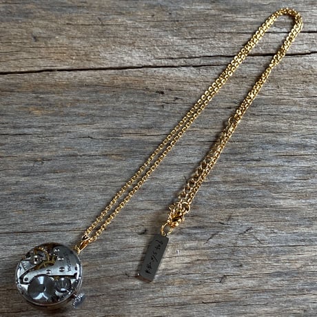 【K0624】 antique dial&movement necklace K18GP