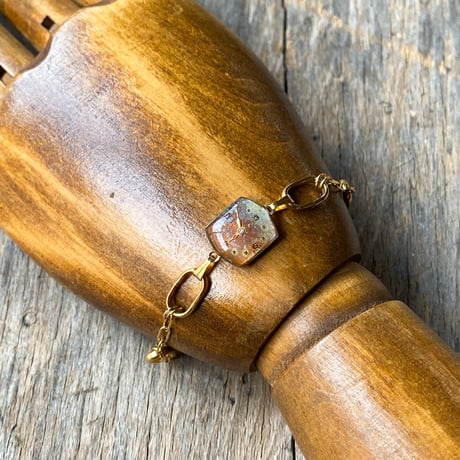antique copper tonneau dial bracelet K18GP "MONARCH"【K0914】