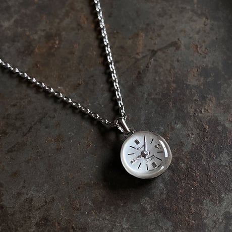 antique round dial necklace "citizen"【K0752】