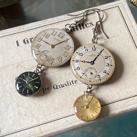 【企画展作品】antique double dial hook pierced earrings【something special/S0018】