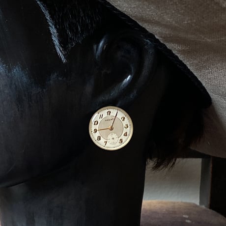 antique round dial earrings "GREAT(別名時計)"【K0924】