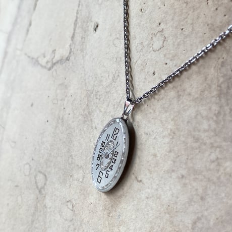 Antique dial necklace "1920's art nouveau hand engraving" ボックス付【K0794】