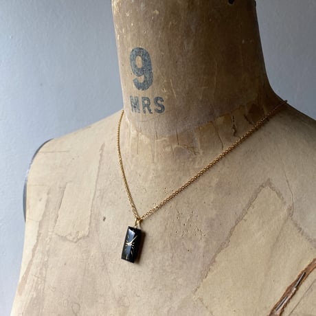 antique black square dial necklace K18GP【K0578】