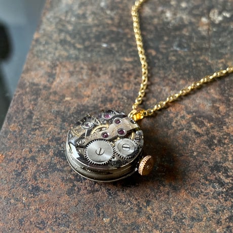 antique dial&movement necklace K18GP【K0867】
