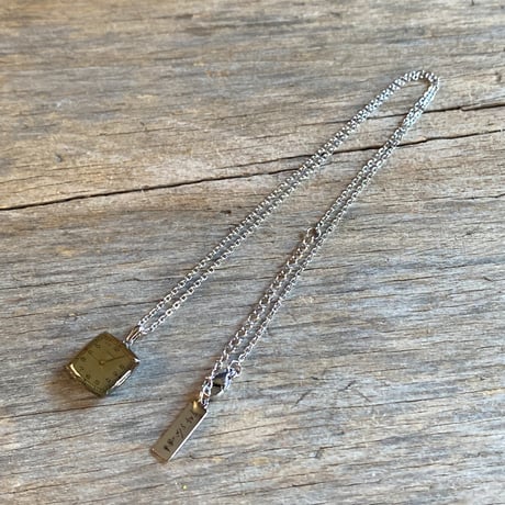 antique square dial necklace "TAVANNES"【K0733】