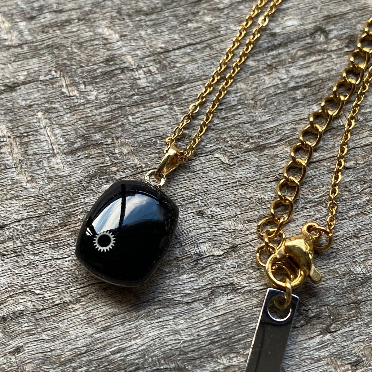 antique square dial necklace K18GP 