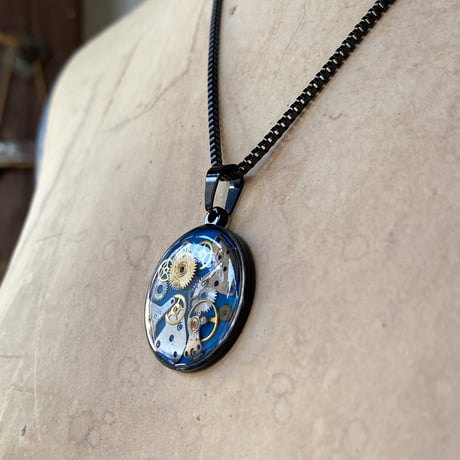 CLOPOA BLACK standard necklace skyblue【K0823】
