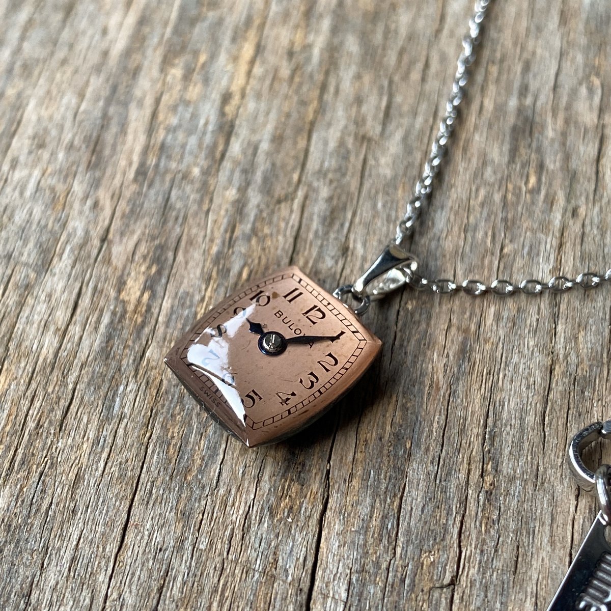 アンティーク　ネックレス new!!】antique square copper dial necklace【K093