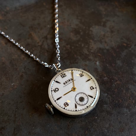 antique dial&movement reversible necklace【K0558】