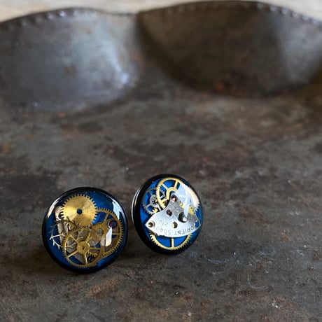 CLOPOA BLACK standard pierced earrings blue【K0569】