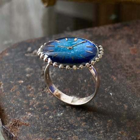 【企画展作品】antique skyblue dial ring "SEIKO" SV925 #13【something special/S0012】