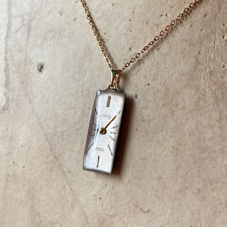 antique rectangle dial necklace K18GP "CITIZEN"【K0993】