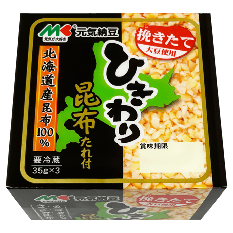 元気納豆　ひきわり昆布たれ付