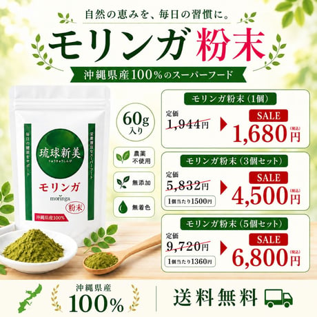 【SALE】モリンガ粉末（パウダー）60g入り【単品～20個セット】
