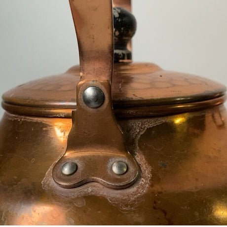 copper 100 home ware  新光金属製 ヴィンテージコッパーケトル  2L  純銅やかん 木製黒持ち手＋黒摘み グッドエイジング