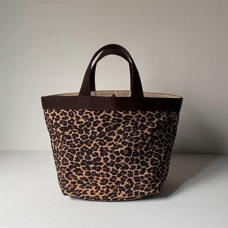 Herve Chapelier エルベ シャプリエ トートバッグ707Fパンサー 舟型トートM  レオパード ヒョウ柄 Cライン  中古美品  made in france