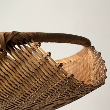丸い片口ざる 入れ子2点セット  竹編みザル 竹笊 竹籠 竹工芸 竹細工 工芸品 手仕事 古民藝 古民具 古道具 ジャパンヴィンテージ