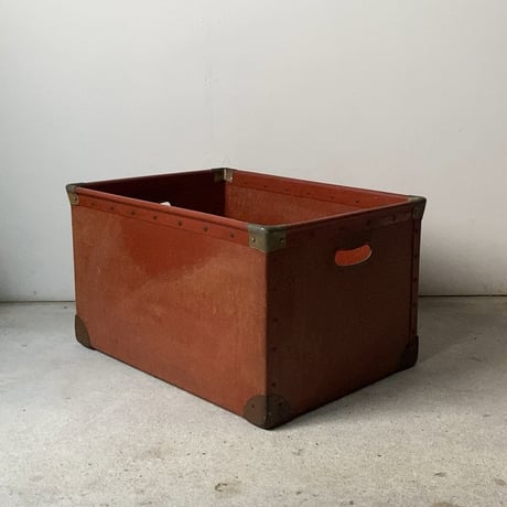 昭和期の古いボテバコ (ボテ箱) 運搬箱 ブリックカラー 無地 ヴィンテージボックス コンテナ 完品範疇