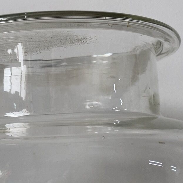 骨董　時代ガラス　希少　流線　スパイラル　反り口　円柱型　筒型　花器　花瓶 骨董 時代ガラス 希少 流線 スパイラル 反り口 円柱型 筒型 花器