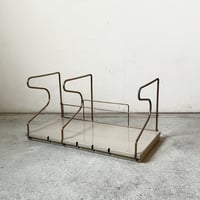 70s ヴィンテージ スチールブックスタンド 可動式卓上本立て グレージュ インダストリアル シンプルデザイン 工業製品 安定感抜群 鉄製 実用品