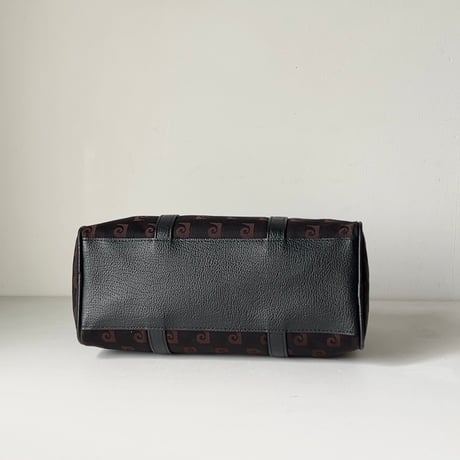 PIERRE CARDIN ピエールカルダン  90sミニボストンバッグ モノグラム ブラック/ダークブラウン ゴールド金具 ヴィンテージ 中古良品