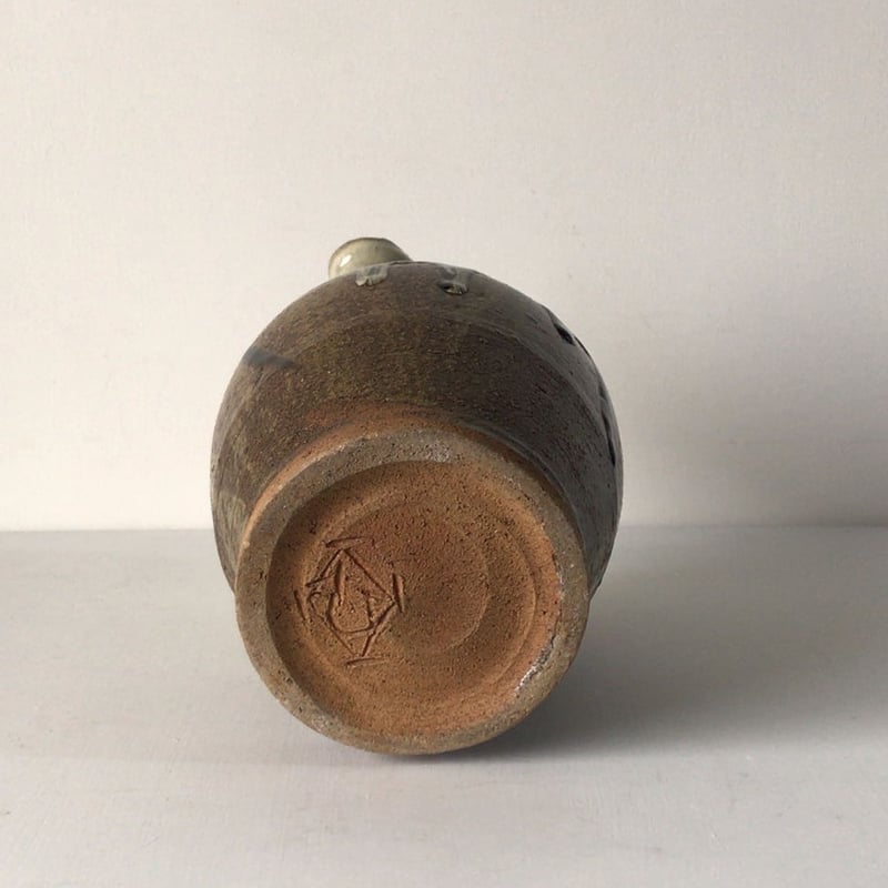 益子焼 村田 元 (ムラタ ゲン)作 把手壺 水差 花器 大きめのピッチャー