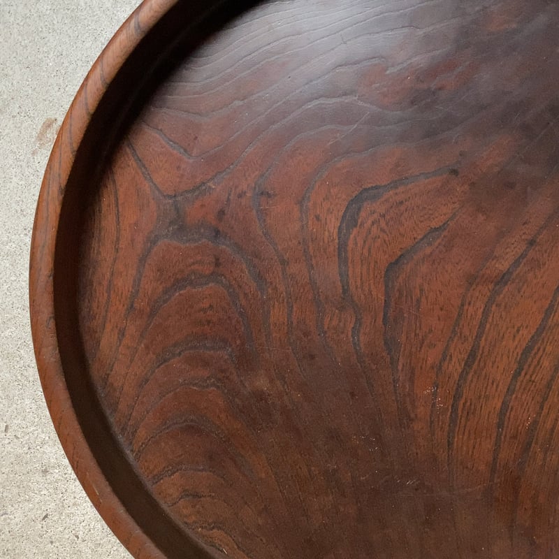 欅 くり抜き盆 木製トレー 大きめサイズ 36.5cm お盆 木工品 黒ヤケ美