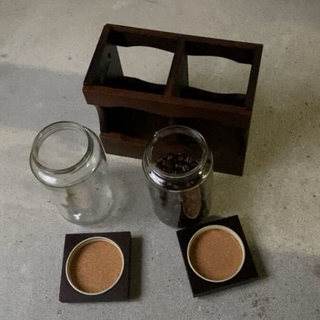ヴィンテージ コーヒービーンズボトル  木製無垢材＋ガラス瓶 メーカー不明  美品
