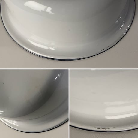 KIYOSU enameled ware キヨス ホーロー 洗面桶 36cm 大きめの洗面器 白/紺 ヴィンテージ デッドストック品 made in japan