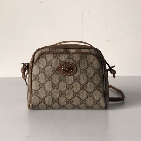 GUCCI グッチ  オールドグッチ  GGプラス コーティングキャンバス ポシェット ミニショルダー バッグ ブラウン  ヴィンテージ  中古美品