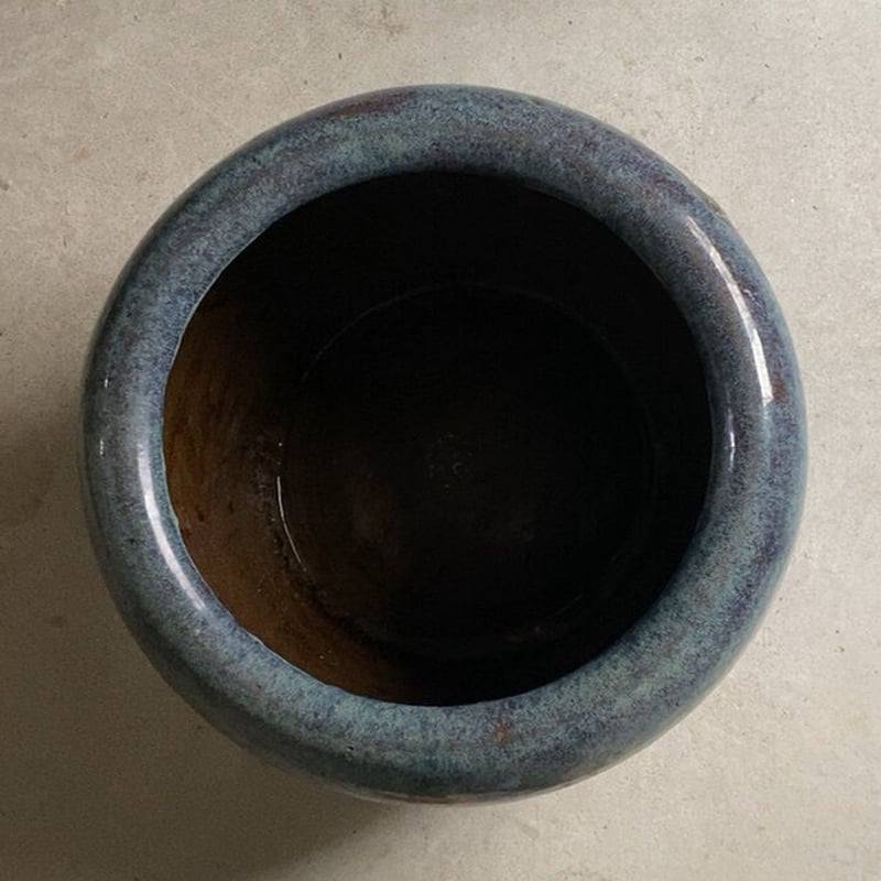 大火鉢アンティーク   陶器製 海鼠釉 火鉢 金魚鉢 メダカ鉢 大火鉢アンティーク 陶器製 海鼠釉 火鉢 金魚鉢 メダカ鉢