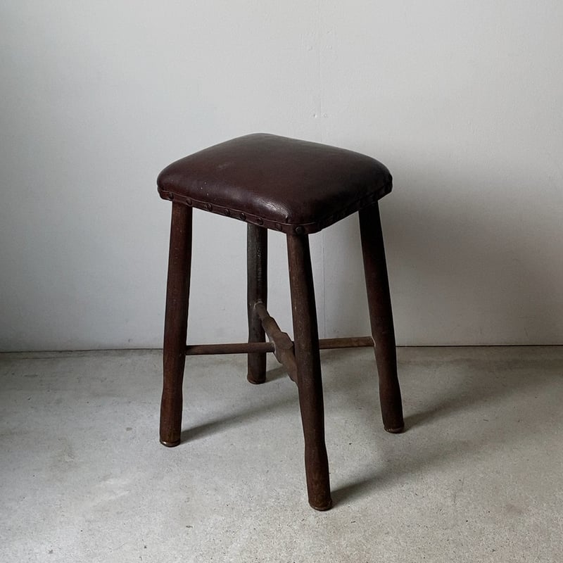 アンティーク スツール 四角椅子 スクエアスツール 焦茶
