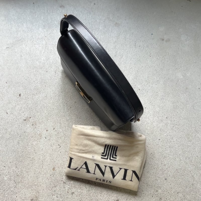 80s VINTAGE LANVIN レザー 2wayショルダーバッグ/ハンドバッグ フラン