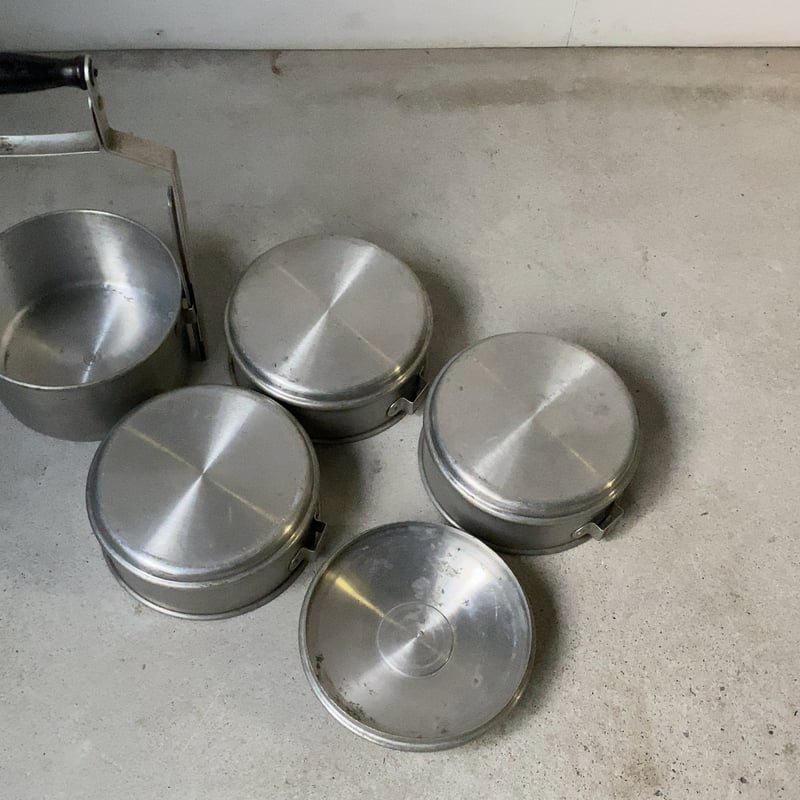 ヴィンテージ アルミ製 4段 容器 鍋 昭和期 入子 4セット 4段重箱