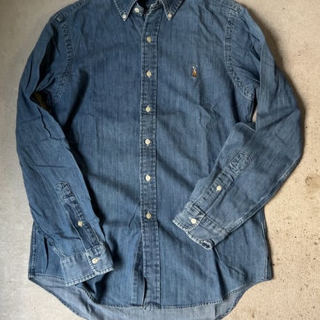RALPH LAUREN ラルフローレン デニムシャツ シャンブレーシャツ ボタンダウン ポニー刺繍  size SP  POLO ポロ 中古美品