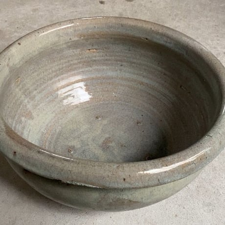 古いこね鉢  幅35cm 古瀬戸 美色  メダカ鉢  金魚鉢  睡蓮鉢  ビオトープ  古作 焼物  完品範疇