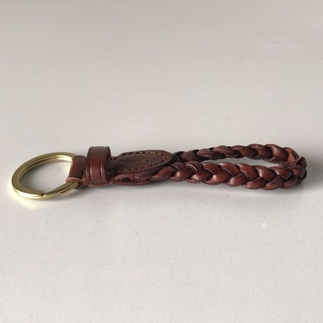 POLO Ralph Lauren   ポロ ラルフローレン   レザー編み   キーリング     ダークブラウン/ゴールド    未使用品
