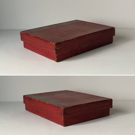 赤い道具箱  昭和初期の紙箱  31cm  昭和9年の卒業証書を保管していた書類箱  ジャパンヴィンテージ
